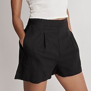 Madewell Clean Pull-On Shorts in Linen-Cotton in Black Coal (Multiple Sizes)